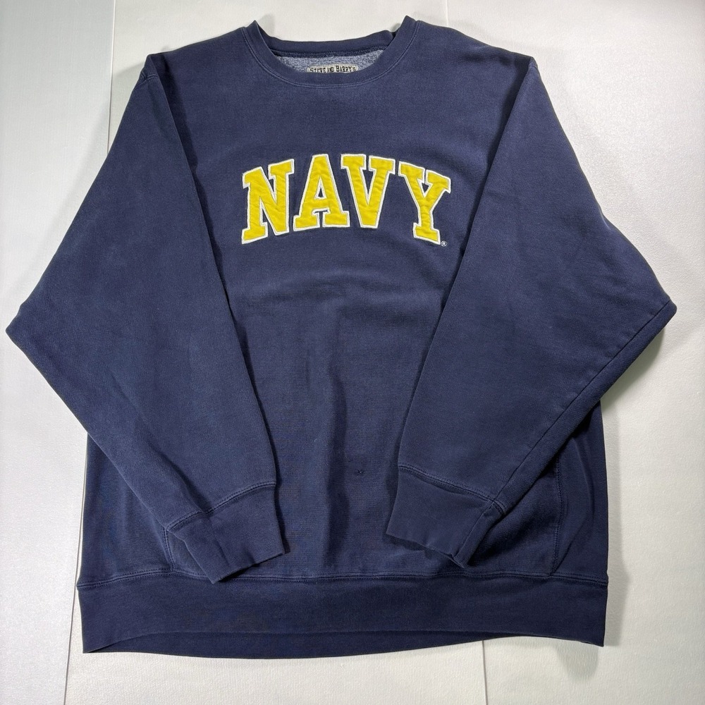 Steve & Barry's NAVY Crewneck Sweatshirt Men's XL Blue Yellow Embroidered